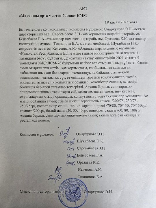 Асхананы тексеру актісі